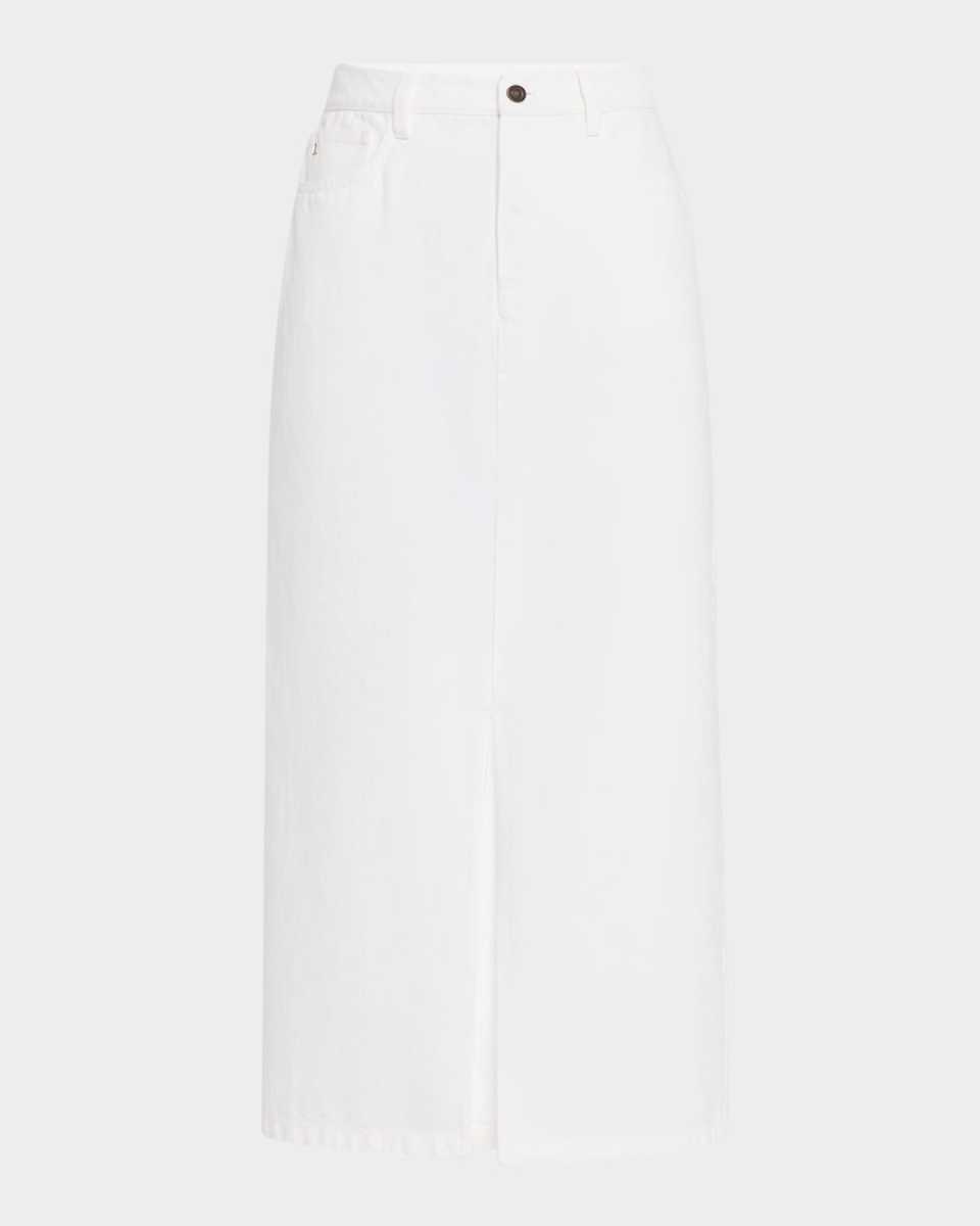 Front-Slit Cotton Midi Skirt